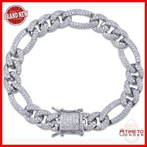 Men's 14K Gold Over Sterling Silver Moissanite Bracelet, 7-8 Inch